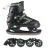 Patins de glisse verts et noirs avec châssis interchangeable et système de redimentionnement