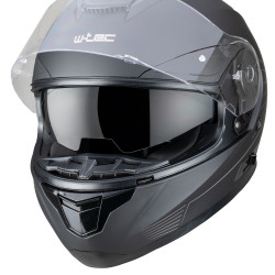 Casque de moto W-TEC Noir Gris Mat - Avec pare soleil et intérieur amovible