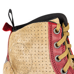 Chaussures de moto vintage - Baskets de moto montantes - Beige avec bande rouge