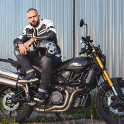 Chaussures de moto - Baskets de moto montantes - Noir-Gris