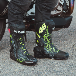 Bottes de moto pour hommes hautes en cuir - Design réfléchissant