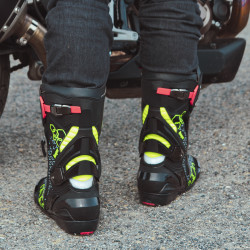 Bottes de moto pour hommes hautes en cuir - Design réfléchissant