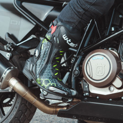 Bottes de moto pour hommes hautes en cuir - Design réfléchissant