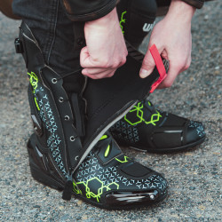 Bottes de moto pour hommes hautes en cuir - Design réfléchissant