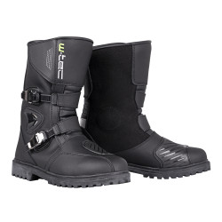 Bottes de moto hautes en cuir synthétique - Marron et Noir