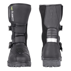 Bottes de moto hautes en cuir synthétique - Marron et Noir