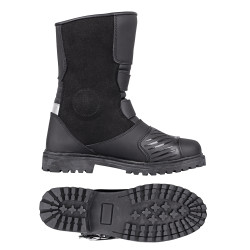 Bottes de moto hautes en cuir synthétique noir