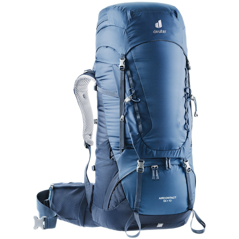 Sac à dos de randonnée 55 + 10 litres avec système dorsal rembourré et support pour bâton de trekking