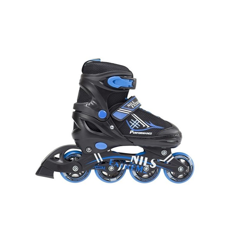 Patins de glisse 2 en 1 design bleu et noir pour femmes et enfants