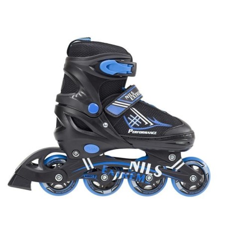 Patins de glisse 2 en 1 design bleu et noir pour femmes et enfants
