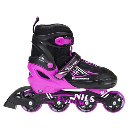 patins de glisse multi-utilisations pour femmes et enfants au design noir et rose