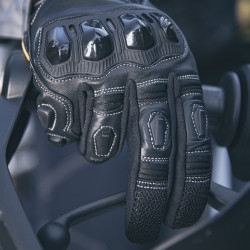 Gants de moto en cuir confortables et résistants - Fermeture velcro