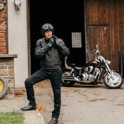 Gants de moto d'été en cuir avec dos perforé et protections - Gris