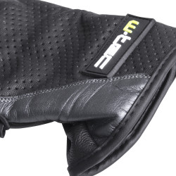 Gants de moto d'été en cuir avec dos perforé et protections - Gris