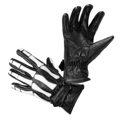Gants de moto en cuir - Noir avec bande de divers coloris