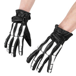 Gants de moto en cuir - Noir avec bande de divers coloris