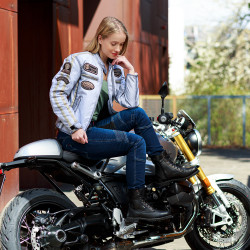 Jeans de moto pour femmes bleu - élastique et haute protection