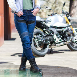 Jeans de moto pour femmes bleu - élastique et haute protection