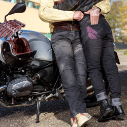 Jeans de moto pour femme avec protections amovibles - Noir