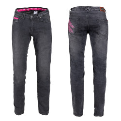 Jeans de moto pour femme avec protections amovibles - Noir