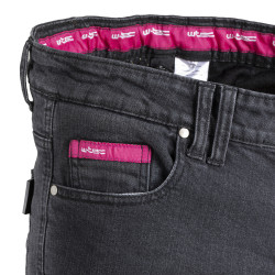 Jeans de moto pour femme avec protections amovibles - Noir