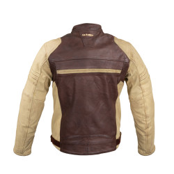 Veste de moto en cuir pour homme W-TEC Retro - Noir Brun Beige