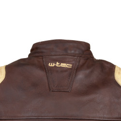 Veste de moto en cuir pour homme W-TEC Retro - Noir Brun Beige