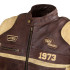 Veste de moto en cuir pour homme W-TEC Retro - Noir Brun Beige