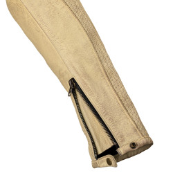 Veste de moto en cuir pour homme W-TEC Retro - Noir Brun Beige