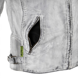 Veste de moto en cuir pour femme avec poches et sangles réglables - Blanc