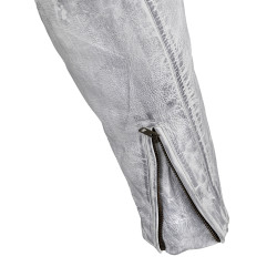 Veste de moto en cuir pour femme avec poches et sangles réglables - Blanc