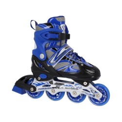 Patins 2 en 1 taille ajustable pour patineurs débutants ou avancés design noir et bleu