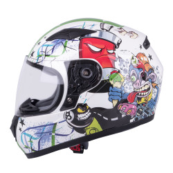 Casque intégral pour enfants - blanc vert avec graphiques