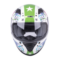 Casque intégral pour enfants - blanc vert avec graphiques