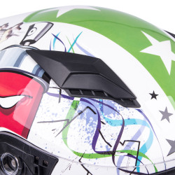 Casque intégral pour enfants - blanc vert avec graphiques