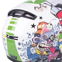 Casque intégral pour enfants - blanc vert avec graphiques