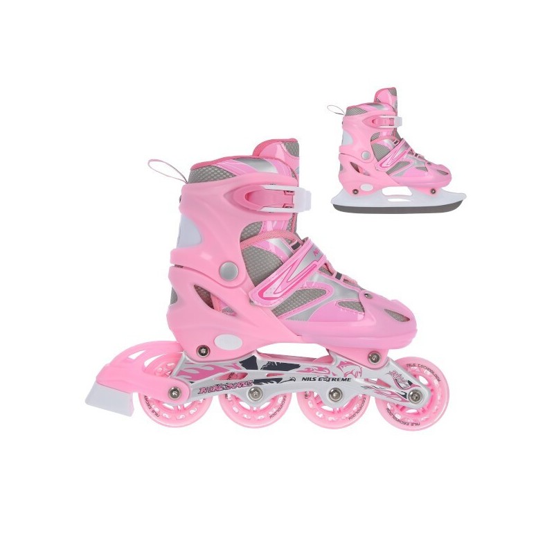 Patins de glisse design rose pour débutants et intermédiaires