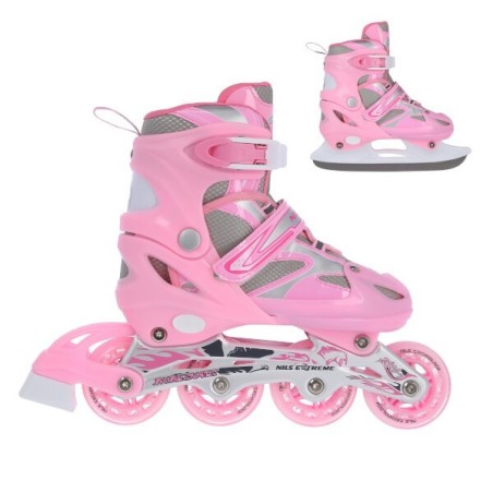 Patins de glisse design rose pour débutants et intermédiaires