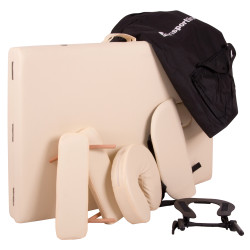 Table de massage 3 pièces en bois transportable - Noir