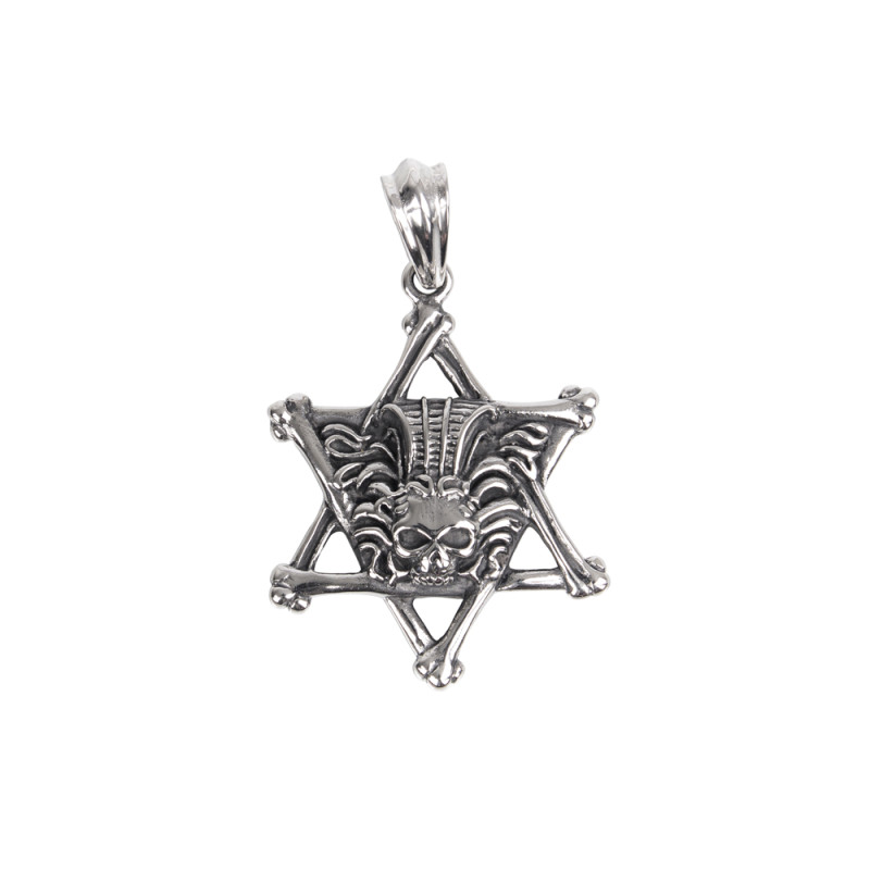 pendentif tête de mort métalleux