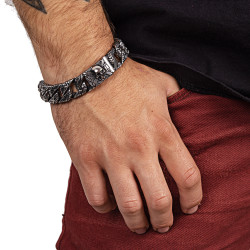 Bracelet en acier inoxydable pour motard - Fermoir tête de mort