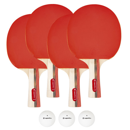 GOEDCH Set De Ping-pong Complet - 4 Raquettes, 3 Balles, Sac De Transport - Pour Débutants Et Confirmés - Bois 7 Couches, Caoutchouc Compétition
