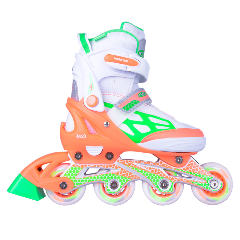 Patins à roulettes ajustables orange et vert