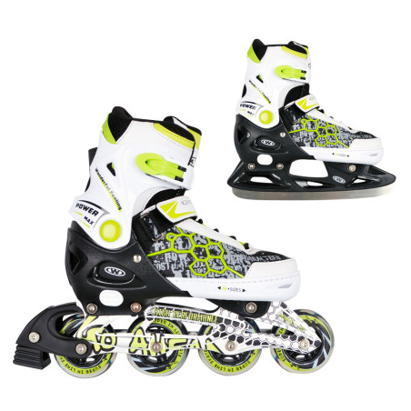 Patins/lames à roulettes et glace 2-en-1- vert