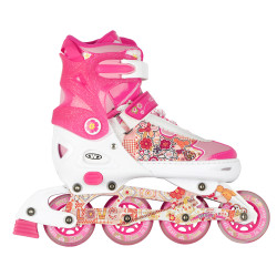 Pack complet de rollers avec protections pour enfants - rose