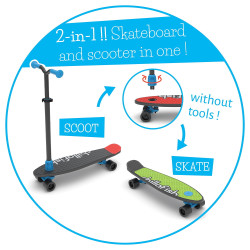 Trottinette - Penny Board pour enfant 2-en-1 - Noir ou rouge