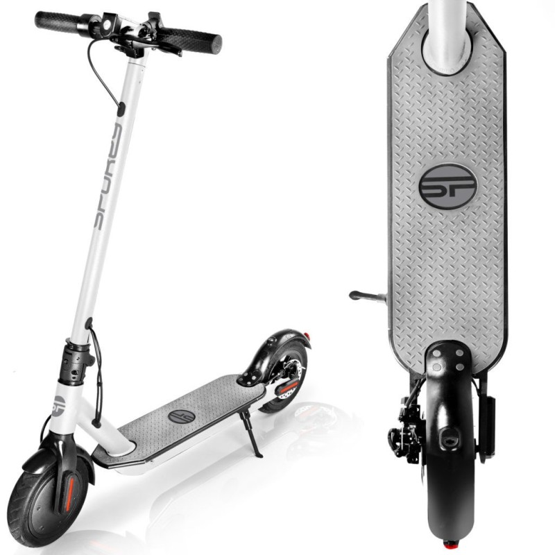 Trottinette électrique TORCH au design blanc moderne, tout équipée idéale pour la ville