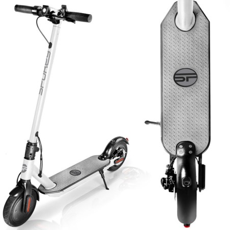 Trottinette électrique TORCH au design blanc moderne, tout équipée idéale pour la ville