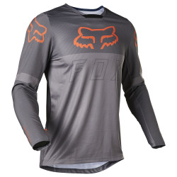 T-shirt à manche longue de Motocross Gris et Orange - système anti humidité et mailles respirantes