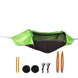 Ensemble de hamac de camping avec moustiquaire et housse imperméable -  270 x 140 cm